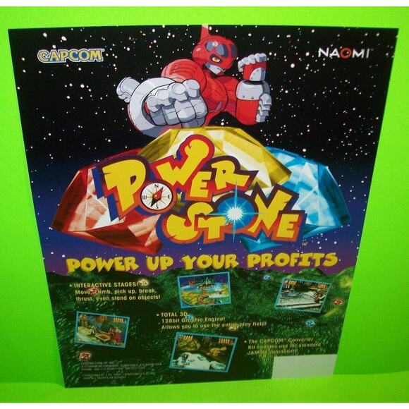 Power Stone Capcom Arcade Flyer Original 1999 NOS Video Game Art Print Space Age - Picture 2 of 5